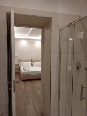 Standard Double Room | Bathroom | Shower, hair dryer, towels, toilet paper