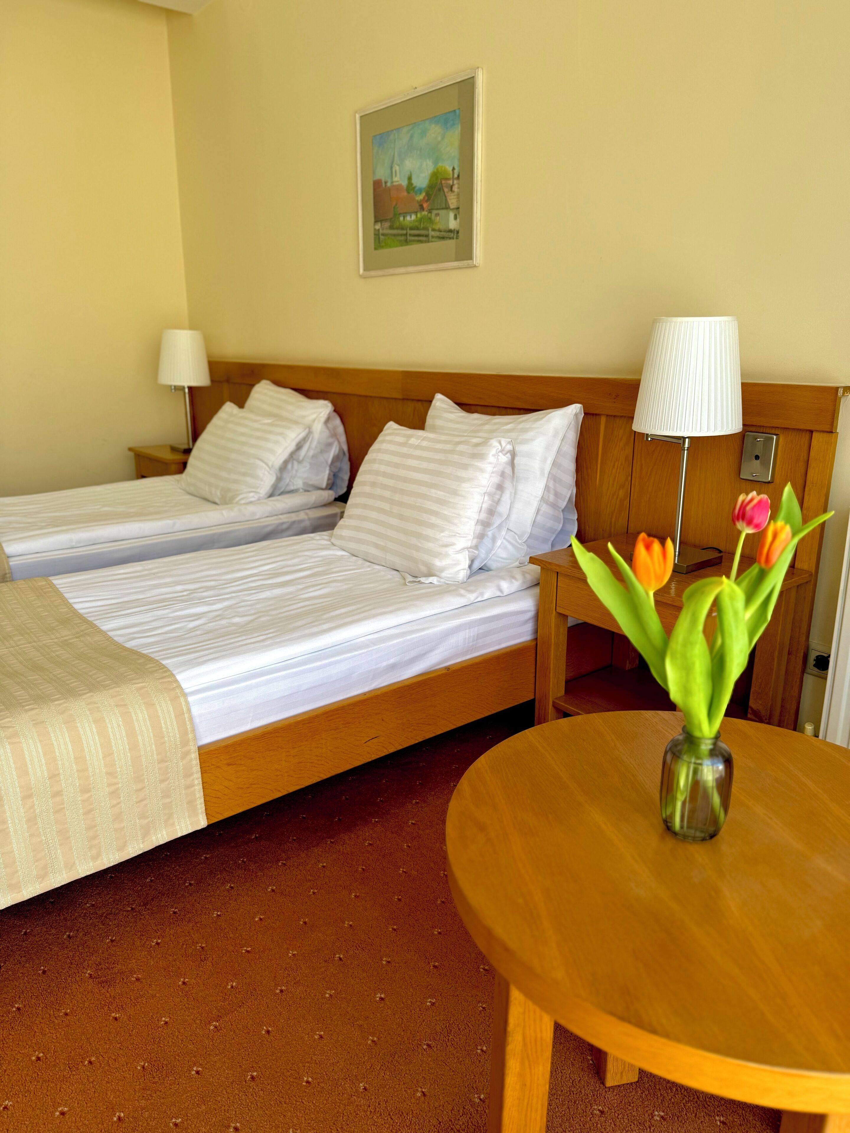 Habitación estándar con 2 camas individuales, vista a la ciudad | Caja de seguridad en la habitación y espacio para trabajar con laptop 