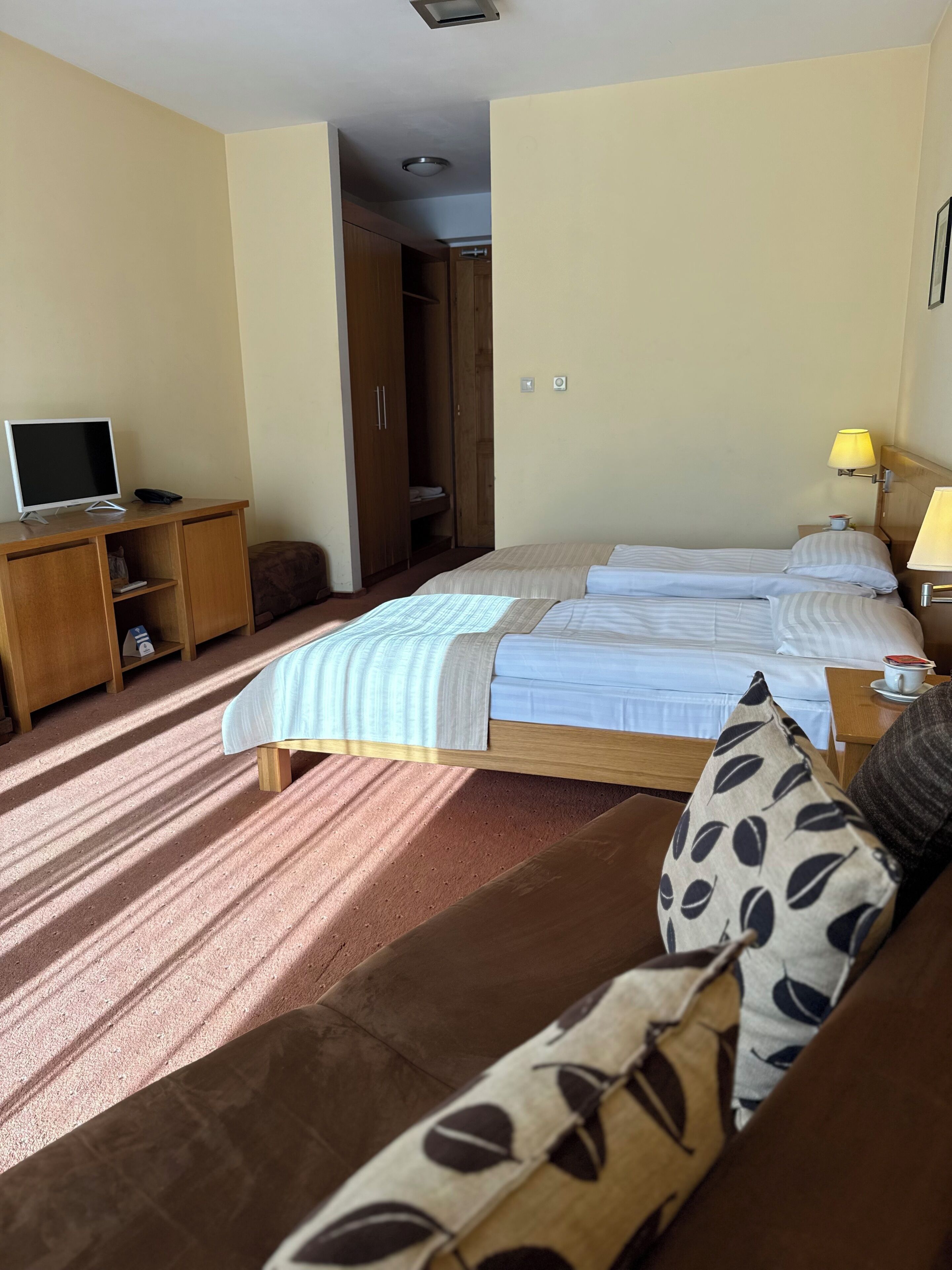 Habitación Premium con 2 camas individuales | Caja de seguridad en la habitación y espacio para trabajar con laptop 