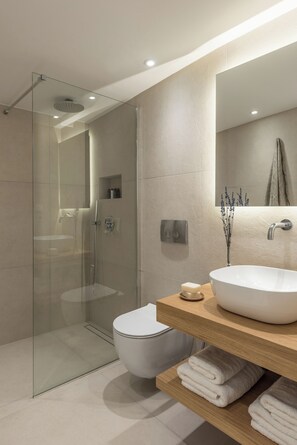 Haartrockner, Bidet, Handtücher, Seife