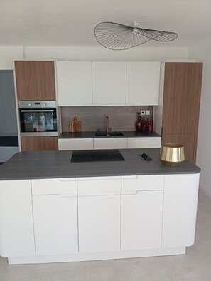 Oven, stovetop, dishwasher - Villa with pool and sea view in an enclosed estate near the sea and the Esterel mountains (Théoule-sur-Mer)