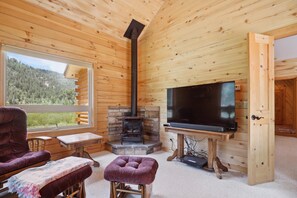 TV, fireplace - Spacious 3BR Chalet in Charming Dolores, CO- Hot Tub, Deck & Mountain Views (Dolores)