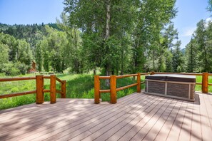 Outdoor spa tub - Spacious 3BR Chalet in Charming Dolores, CO- Hot Tub, Deck & Mountain Views (Dolores)