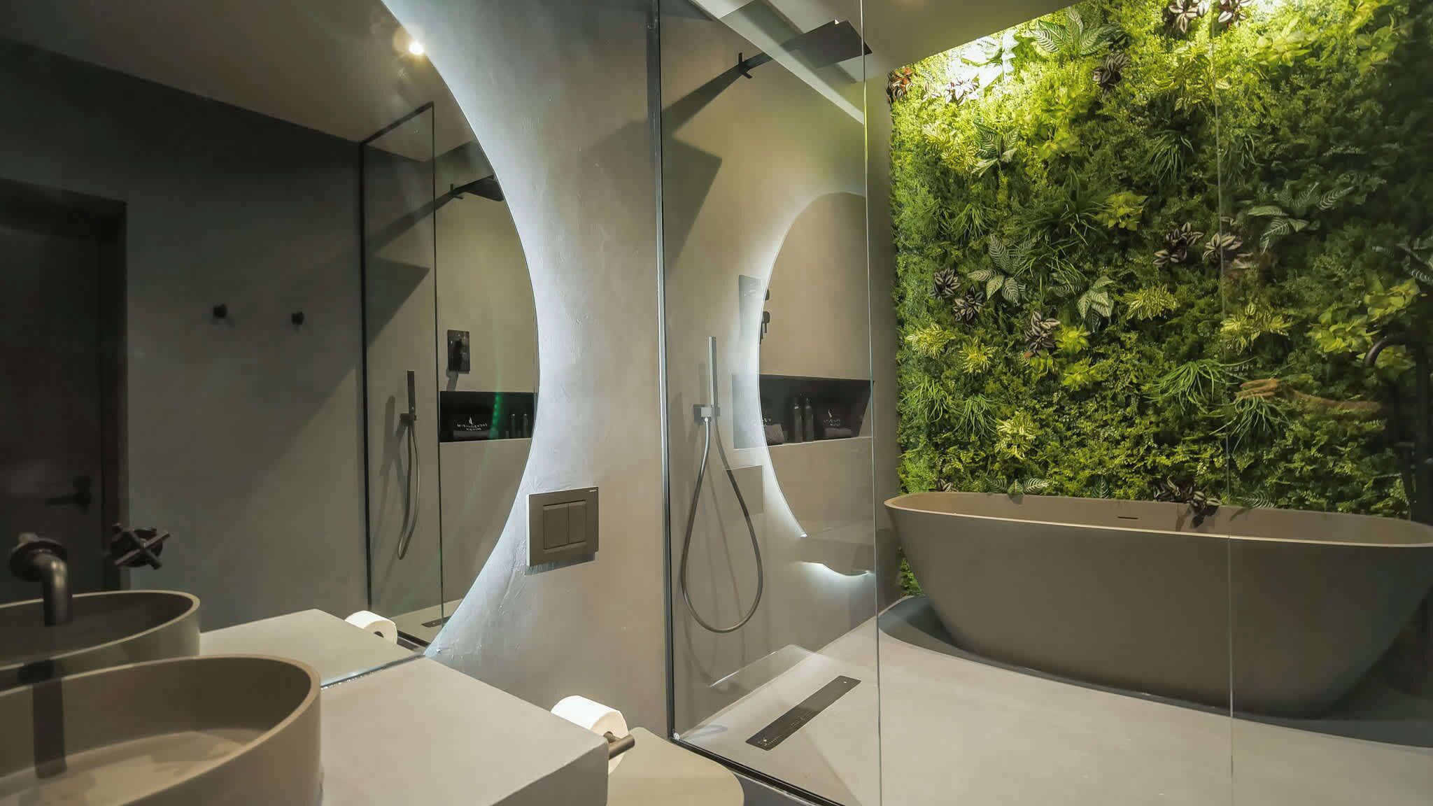 Shower, hair dryer, shampoo