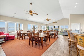 Dining - 10BR Coastal Estate w/ Pool, Elevator, Game Rooms & Private Beach Access (Indian Beach)