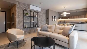 65-inch plasma TV with satellite channels, heated floors