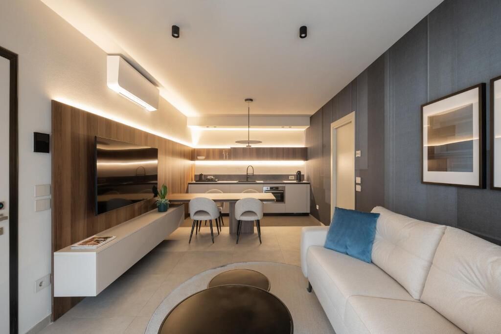 Premium-Apartment, 2 Schlafzimmer, Gartenblick | Wohnbereich