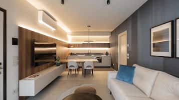 Premium-Apartment, 2 Schlafzimmer, Gartenblick | Wohnbereich