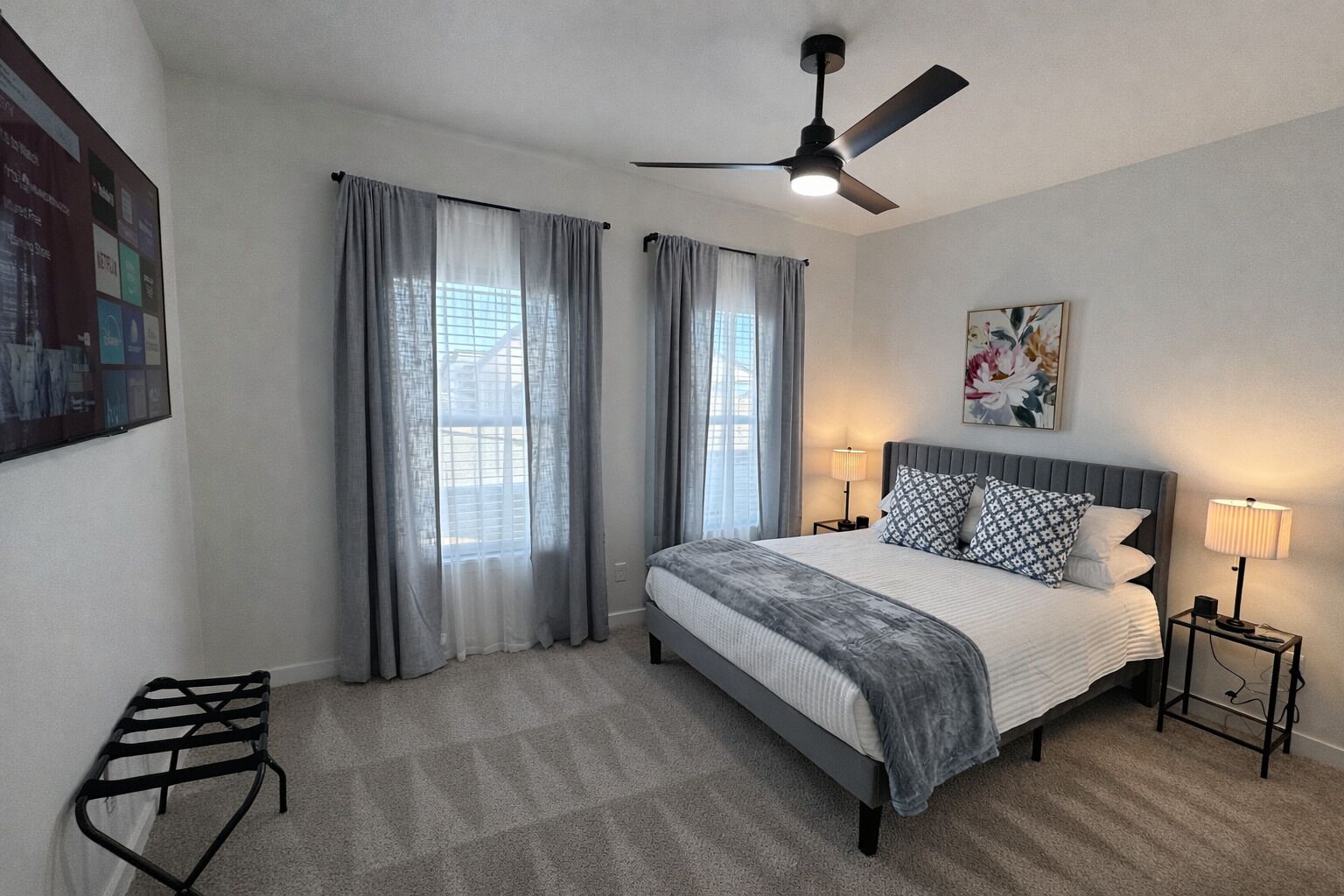 Iron/ironing board, travel crib, free WiFi, bed sheets