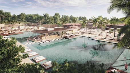 Seasonal outdoor pool, pool umbrellas, pool loungers. Mangia's Costa Ragusa Borgo - New Opening