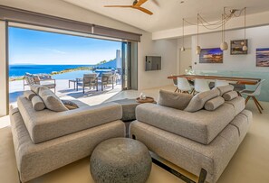 Luxury Villa, 5 Bedrooms, Partial Sea View | Living area - Paros Villa Skylines Estate I (Paros)