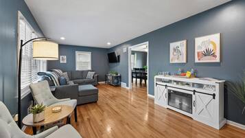 Smart TV, table football, books, stereo