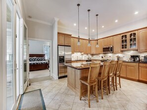 Fridge, microwave, oven, stovetop - Spacious Beach House w/ Pool & Home Room (Bethany Beach)