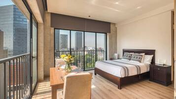 Suite estudio, 1 cama matrimonial, cocineta, vista a la ciudad (Juarez 56 1201) | 1 habitación, decoración personalizada y muebles diferentes