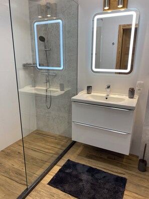 Hiustenkuivaaja, pyyhkeet, saippua, vessapaperi