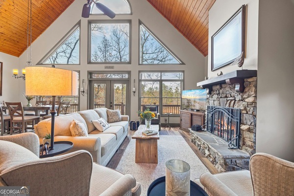 Smart TV, fireplace, video games, books