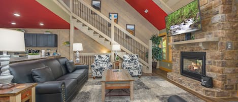 Chalet, useita sänkyjä, pääsy uima-altaalle (Smoky Mountain Plunge) | Oleskelualue