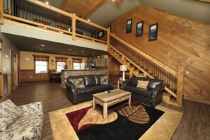 Chalet, Multiple Beds, Pool Access, Mountain View (Splash Time Cinema) | Living area - Splash Time Cinema (Gatlinburg)