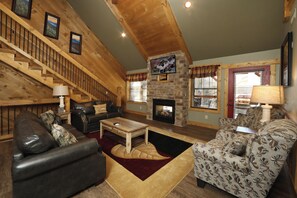 Chalet, Multiple Beds, Pool Access, Mountain View (Splash Time Cinema) | Living area - Splash Time Cinema (Gatlinburg)