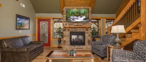 Chalet, Multiple Beds, Pool Access (Fireside Retreat) | Living area