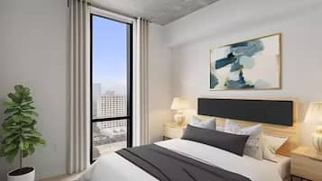 Studio Suite | Premium bedding, laptop workspace, iron/ironing board, bed sheets