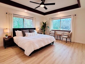 3 habitaciones, escritorio y tabla de planchar con plancha 