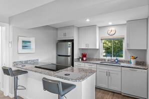 Fridge, microwave, oven, stovetop - 1 Bedroom/1 Bath Villa (Ground Level) - Unit 11 (Nokomis)