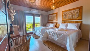 Departamento Deluxe, lanai, vista al río | Escritorio, espacio para trabajar con laptop y wifi gratis 