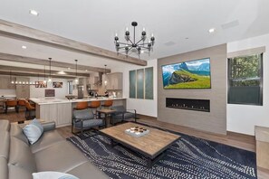 TV, fireplace, video games