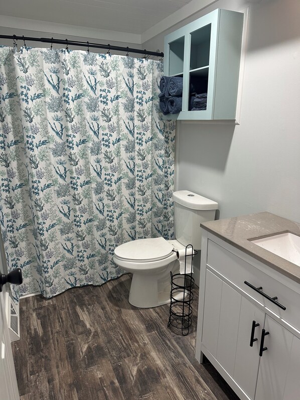 Suihku, hiustenkuivaaja, pyyhkeet