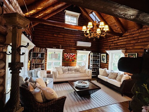 Luxury Log Villa with Endless Pool, Hot Tub & Expansive Grounds