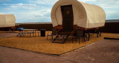 Unique Covered Wagon Glamping with Shared Sauna