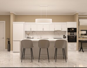 Grand 3 Bedroom Suite | Cocina privada | Máquina de café espresso y mesa de comedor