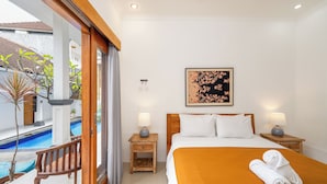Kamar Deluks, pemandangan kolam renang | Meja kerja, Wi-Fi gratis, dan seprai linen