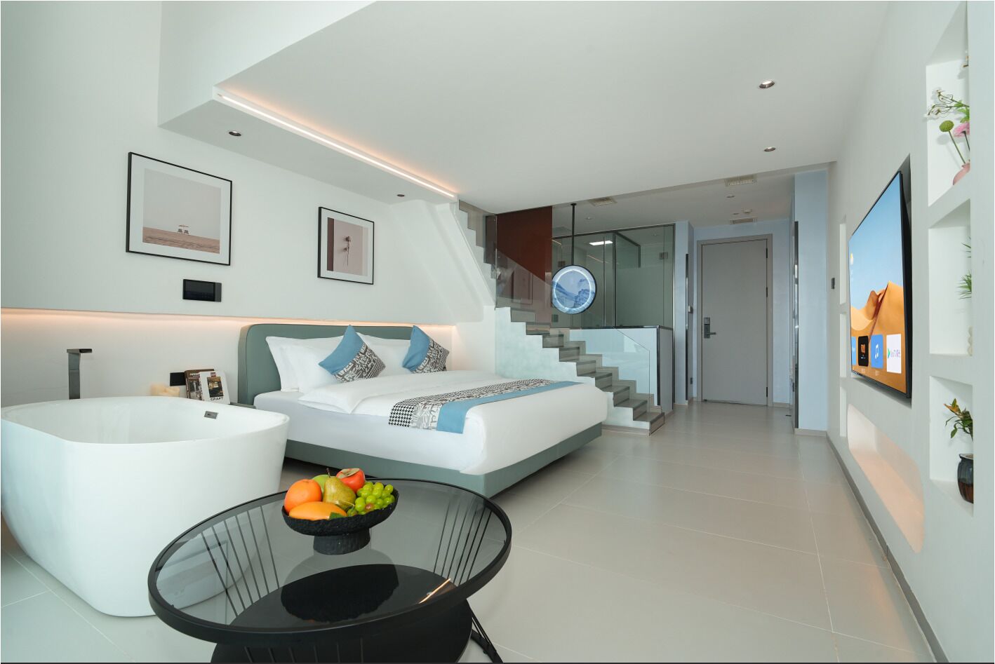 디럭스 로프트, 발코니, 바다 전망 | 책상, 노트북 작업 공간, 암막 커튼, 무료 WiFi