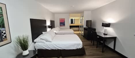 Desk, laptop workspace, blackout drapes, free WiFi