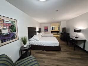 Skrivebord, skrivebord for bærbar PC og blendingsgardiner