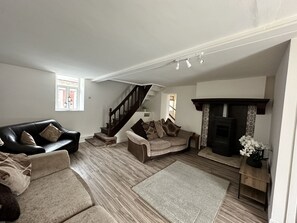 TV connectée, cheminée, lecteur de DVD, table de tennis de table