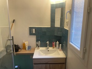 Secadora de cabello, jabón, papel de baño 