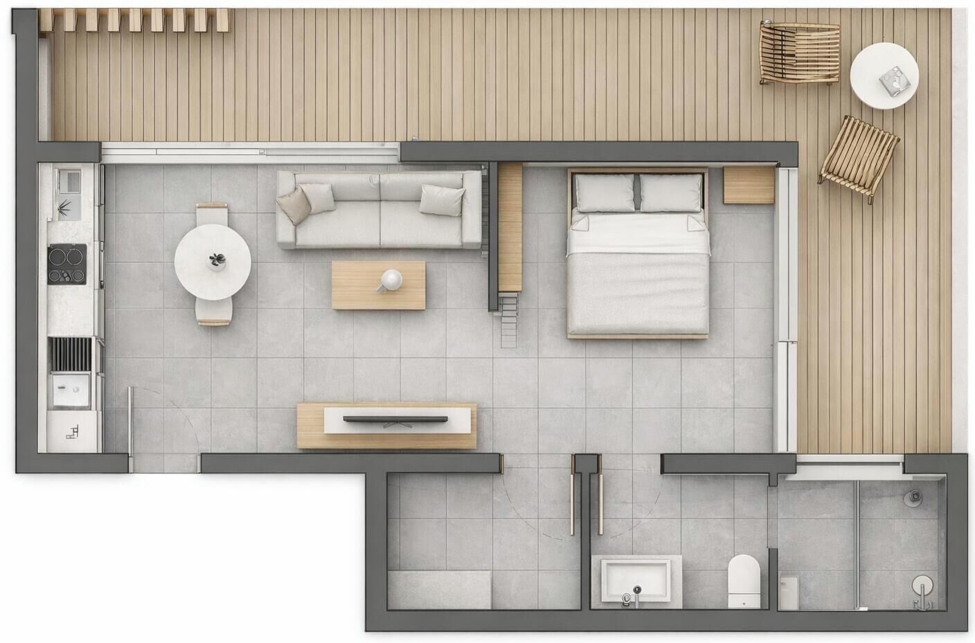 Studio, Multiple Bedrooms, Balcony, City View | Floor plan