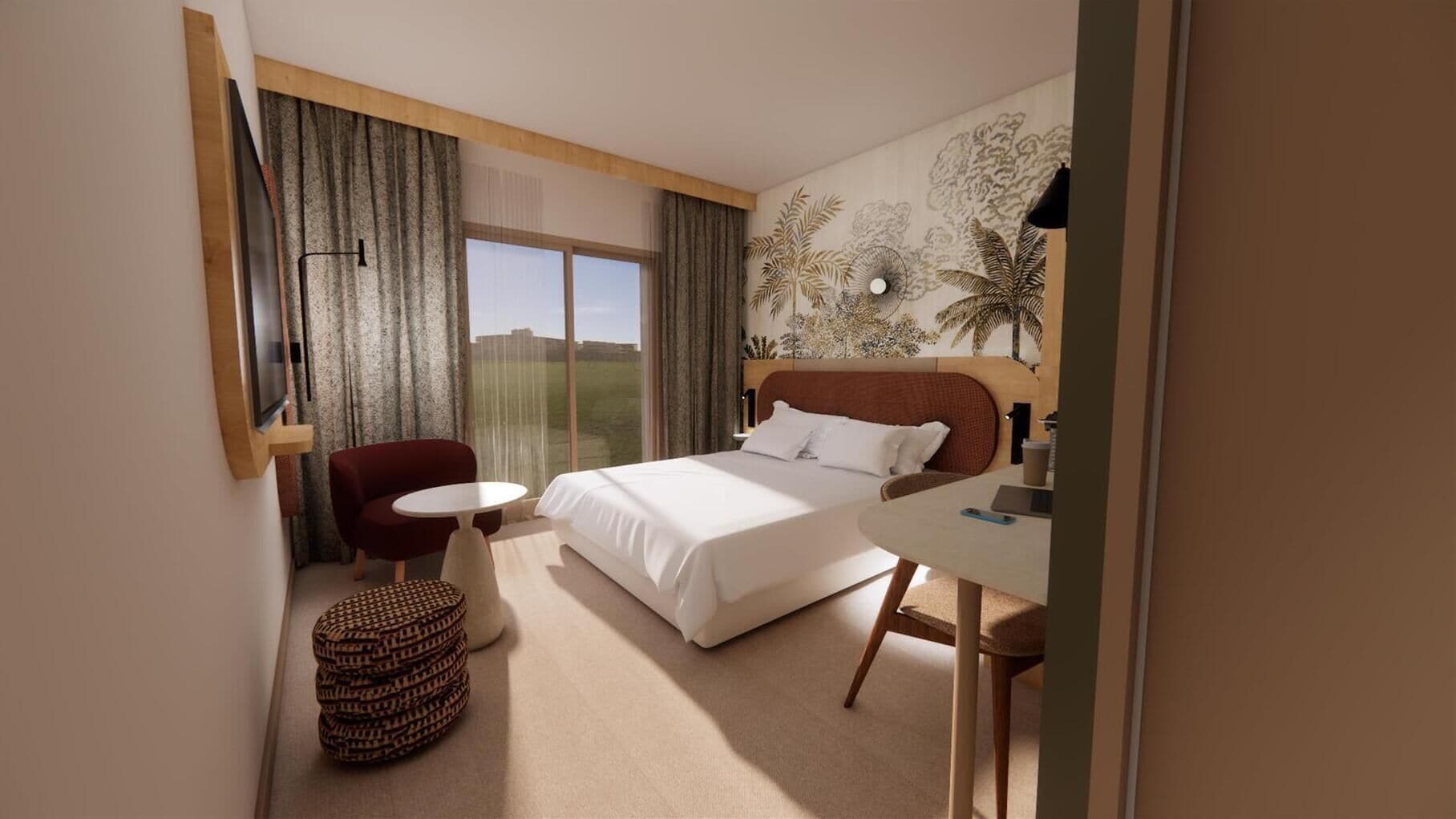 Standaard kamer, 1 queensize bed, balkon | Luxe beddengoed, een laptopwerkplek, verduisterende gordijnen