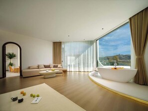 Romantisches Doppelzimmer, Meerblick | Wohnzimmer