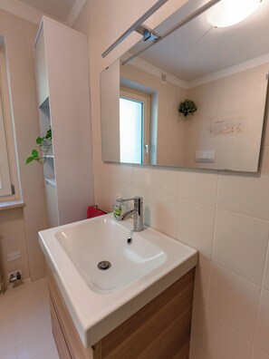 Dusche, Haartrockner, Bidet, Handtücher