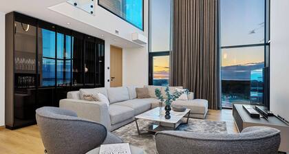 Elegant luxury penthouse, with panoramic Tallinn views, private sauna & parking.