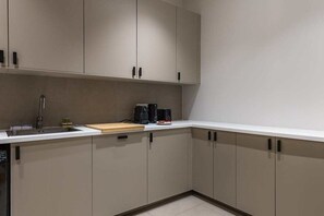 Fridge, microwave, oven, dishwasher