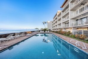Outdoor pool, a heated pool - SUMMER SALE! Oceanfront 1BR with Lanai, Pool & Island Views - Lahaina Roads 209 (Lahaina)