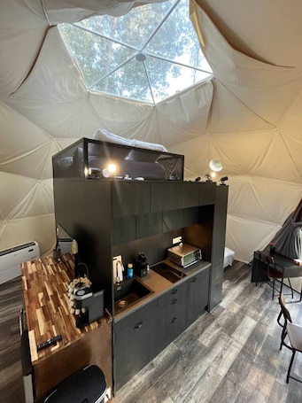 Interior. The Glass Globe with Hot Tub Bungalow Star Gazing