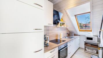 Kühlschrank, Mikrowelle, Herdplatte, Geschirrspüler