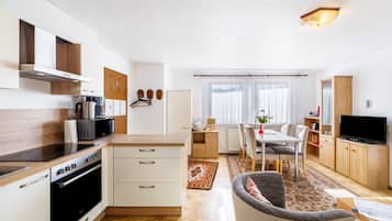Fridge, microwave, stovetop, dishwasher