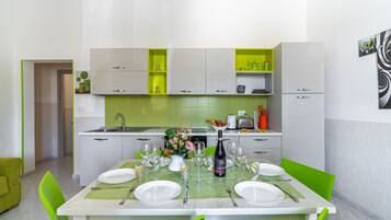 Fridge, oven, stovetop, electric kettle